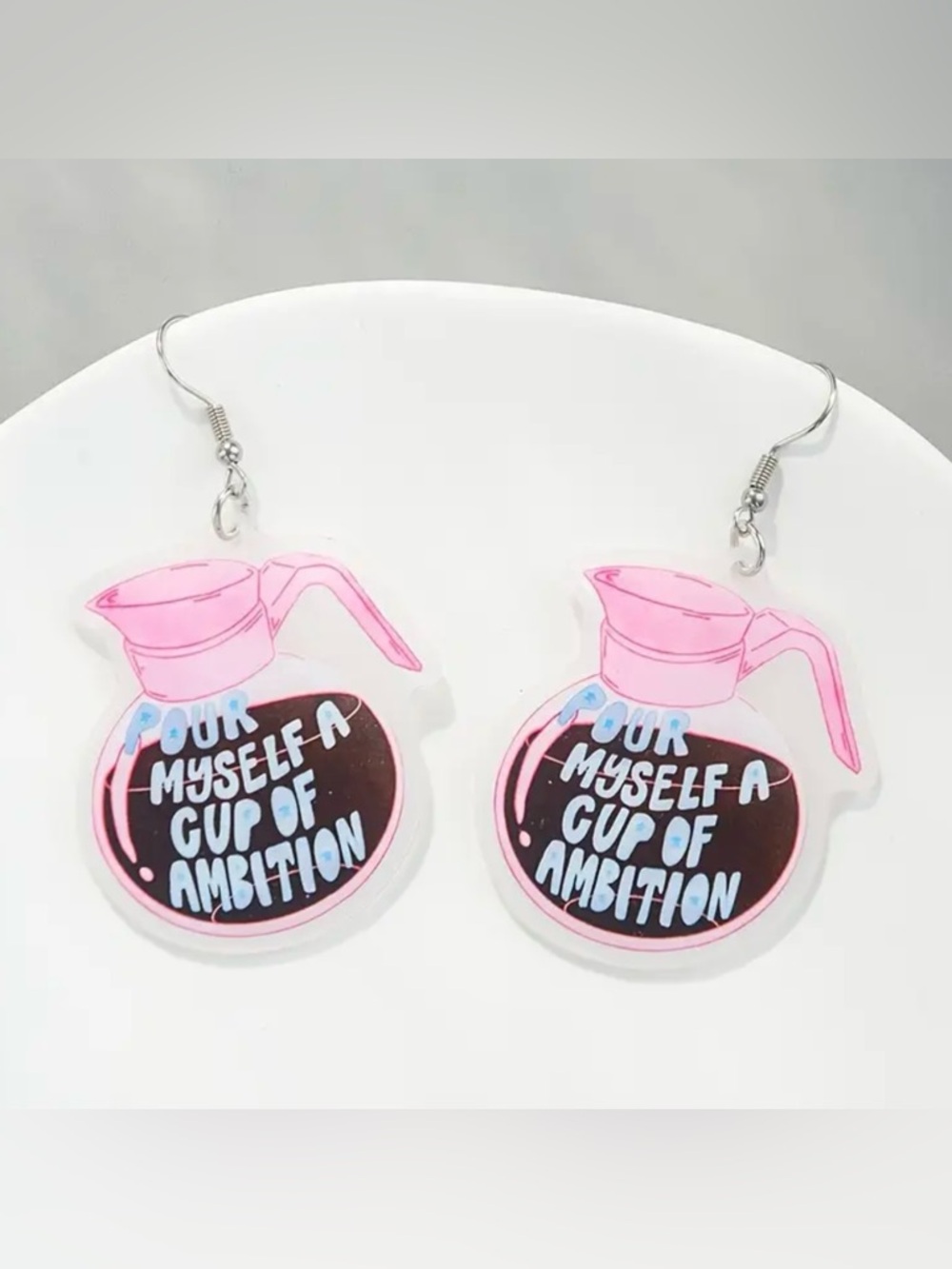 Cutesy Dolly Parton 9 to 5 Pour Myself a Cup of Ambition Earrings Coffee Lover